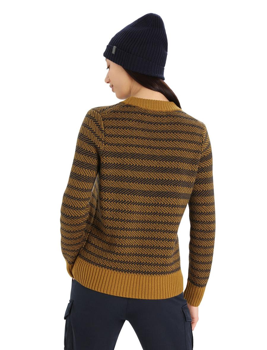 Clove / Midnight Navy Women's Icebreaker Merino Waypoint Crewe Sweaters | USA 1624RVDW